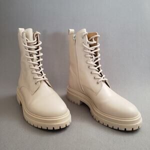 Tony Bianco‎ Wya Boots in Vanilla Capretto Size 9 TONR-WZ376 Combat Side Zip